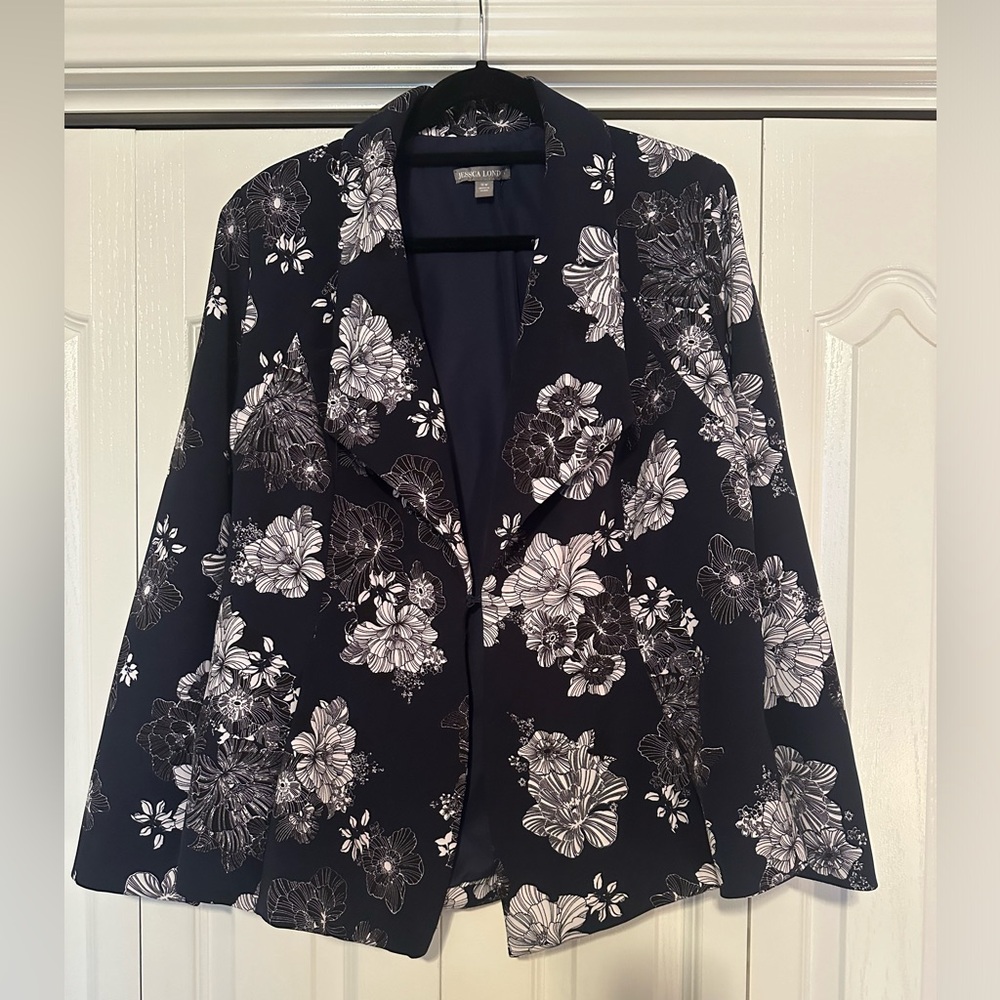 Navy Floral Blazer Suit Jacket